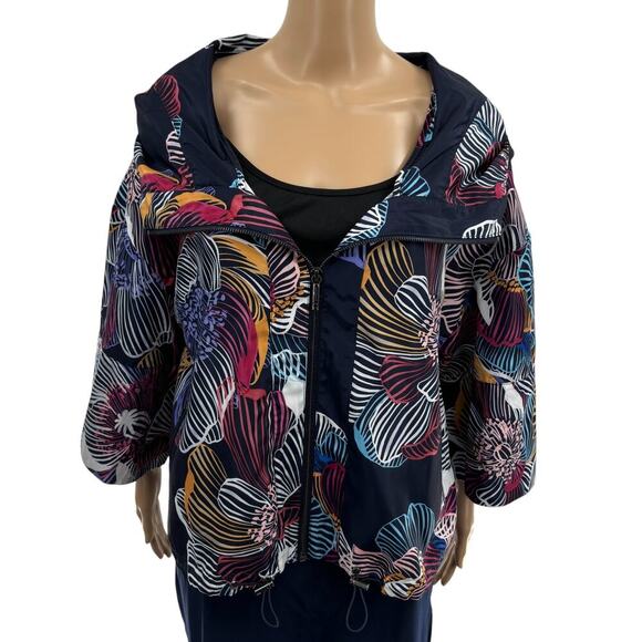 Anatomie Blue Floral Printed Painted Geranium Angela Jacket L - Picture 1 of 12